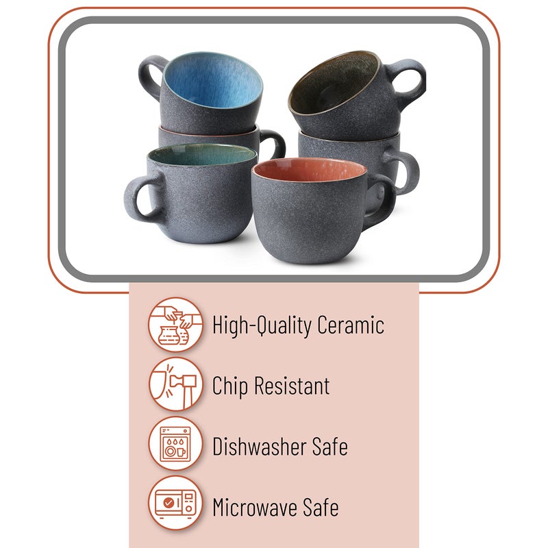 Brew To A Tea BTaT- Coffee Mug Set, Set of 6, 14 oz(415ml), Coffee Cup Set, Christmas Gifts - Image 4